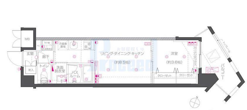 ZOOM練馬高野台(1LDK/4階)の間取り写真