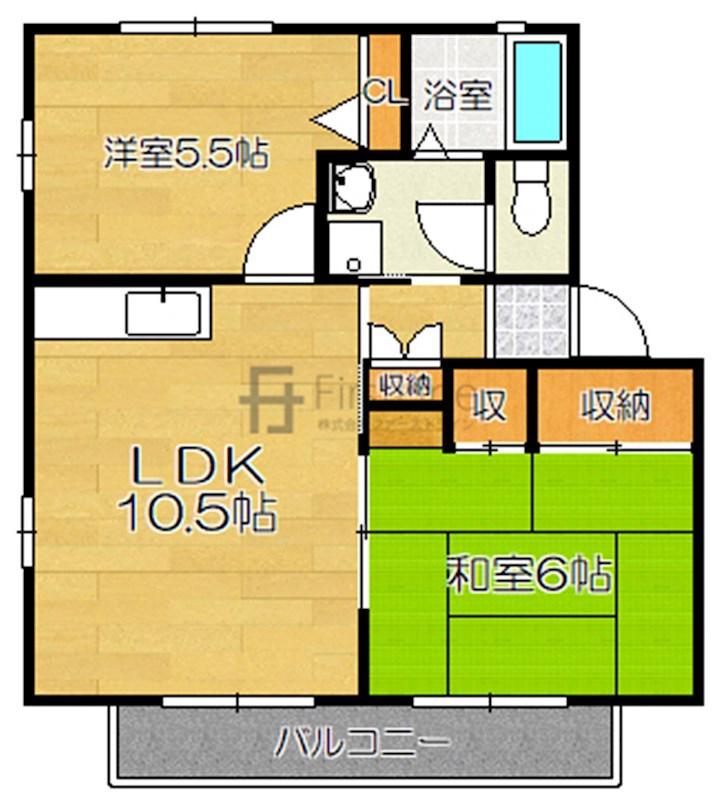 ラフォーレ原田N(2LDK/2階)の間取り写真