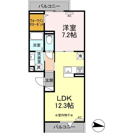 シャンポワール(1LDK/3階)の間取り写真