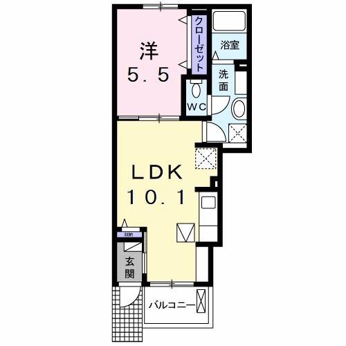 アンジェールC(1LDK/1階)の間取り写真