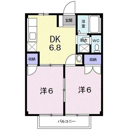 フラワーニュータウン(2DK/2階)の間取り写真