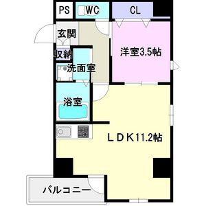 ボナール・ド・フルール(1LDK/2階)の間取り写真