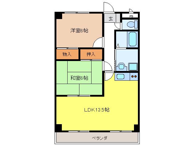 グレースコートII(2LDK/2階)の間取り写真