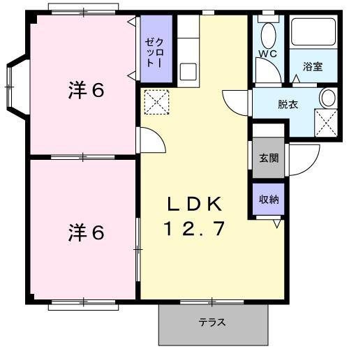 サザンコート長崎(2LDK/1階)の間取り写真