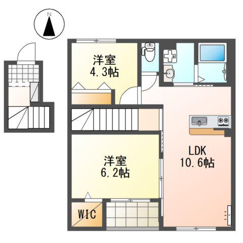 フォレストヴィラ III(2LDK/2階)の間取り写真