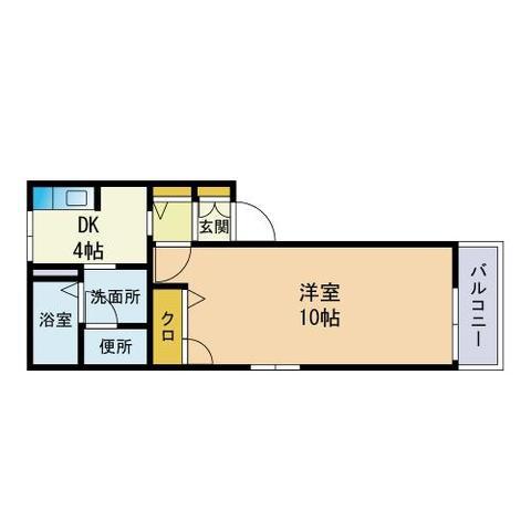 ラ・クール箱崎II A棟(1DK/2階)の間取り写真