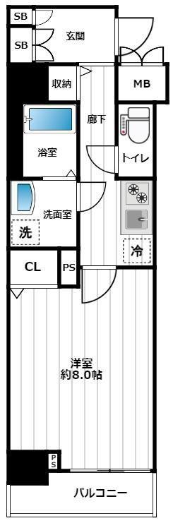 CREST TAPP東十条(1K/1階)の間取り写真