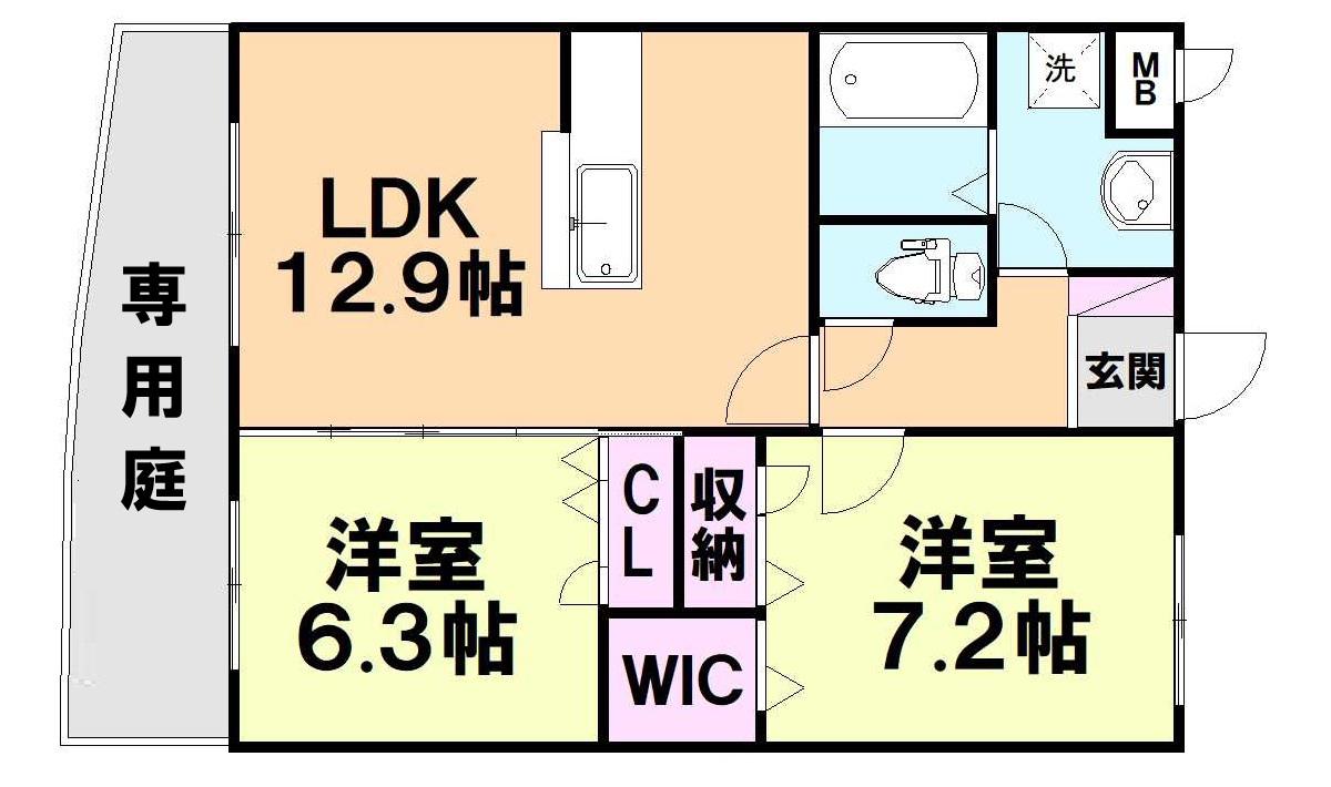 グレイスフローリア(2LDK/1階)の間取り写真