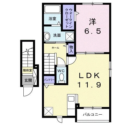 レコルテ戸塚(1LDK/2階)の間取り写真