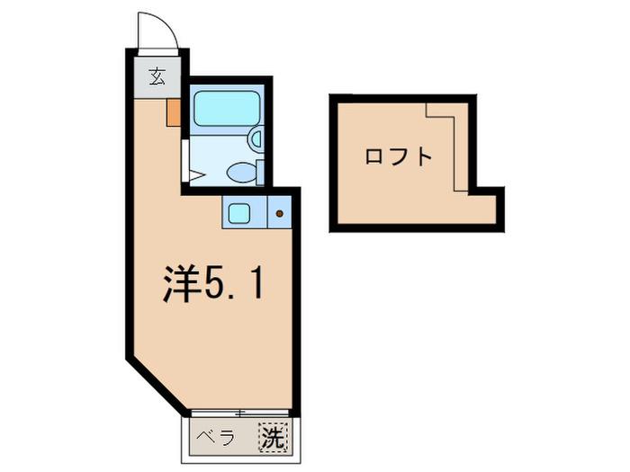 パライーソ上用賀(ワンルーム/2階)の間取り写真