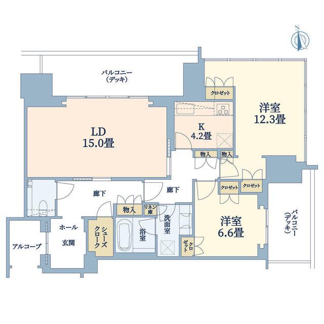 グラングリーン大阪 THE ノース RESIDENCE(2LDK/27階)の間取り写真