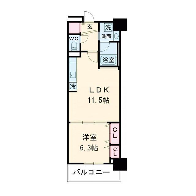 グランセジュール大国町(1LDK/2階)の間取り写真