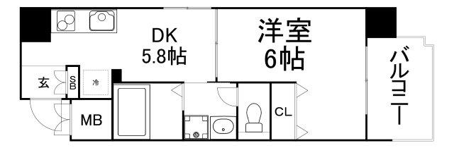 GALLERY谷町(1DK/3階)の間取り写真