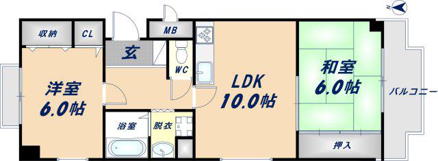 NS PALASE(2LDK/2階)の間取り写真