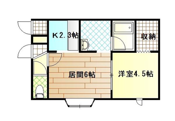 ルピナス24A(1LDK/1階)の間取り写真