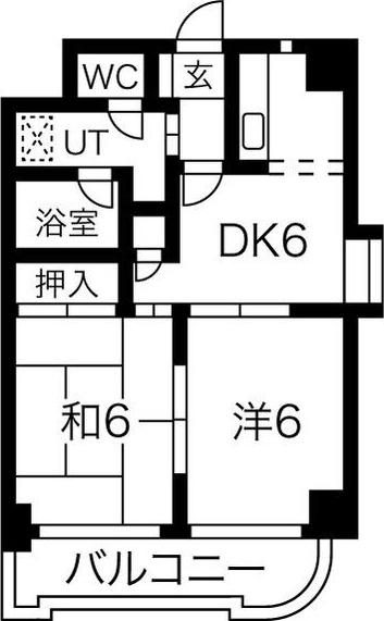 エレガントパレス守山(2DK/8階)の間取り写真