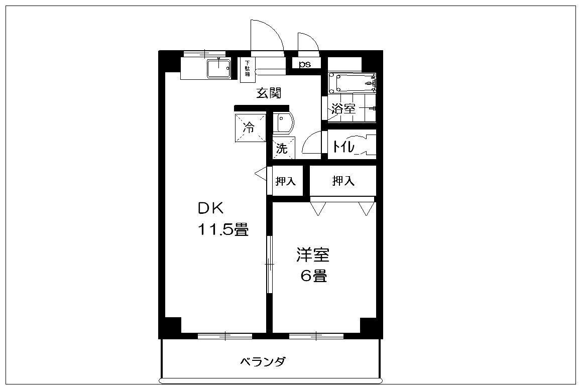 ＪＲ身延線 竪堀駅 徒歩9分 2階建 築28年(1LDK/1階)の間取り写真