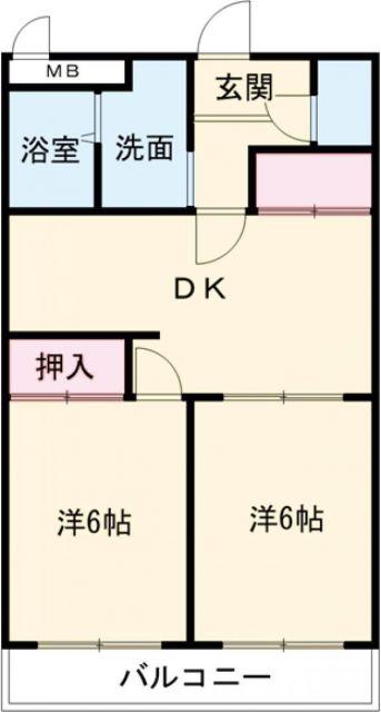 総業水戸第二ハイム(2DK/3階)の間取り写真