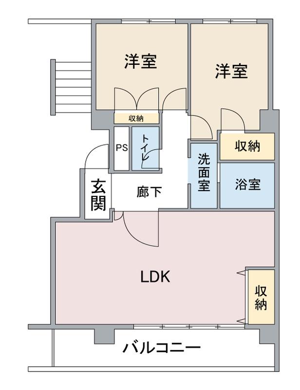 クレール延珠 北棟(2LDK/3階)の間取り写真