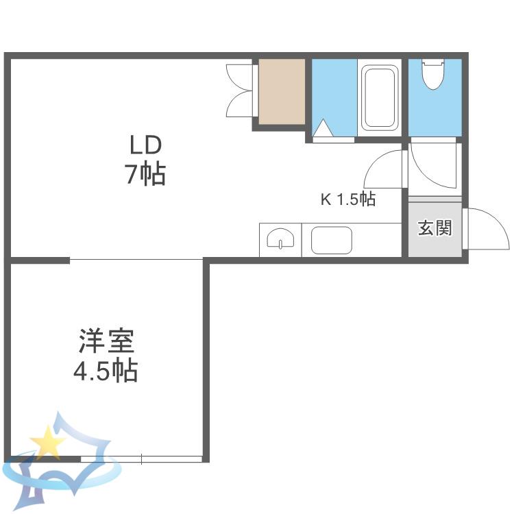 トキメック円山並木通II(1LDK/2階)の間取り写真