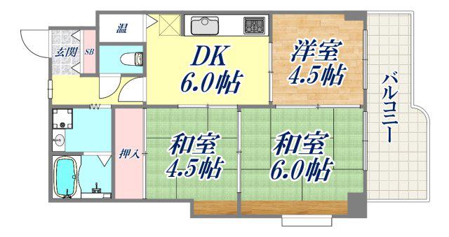元町アーバンライフ(3DK/8階)の間取り写真