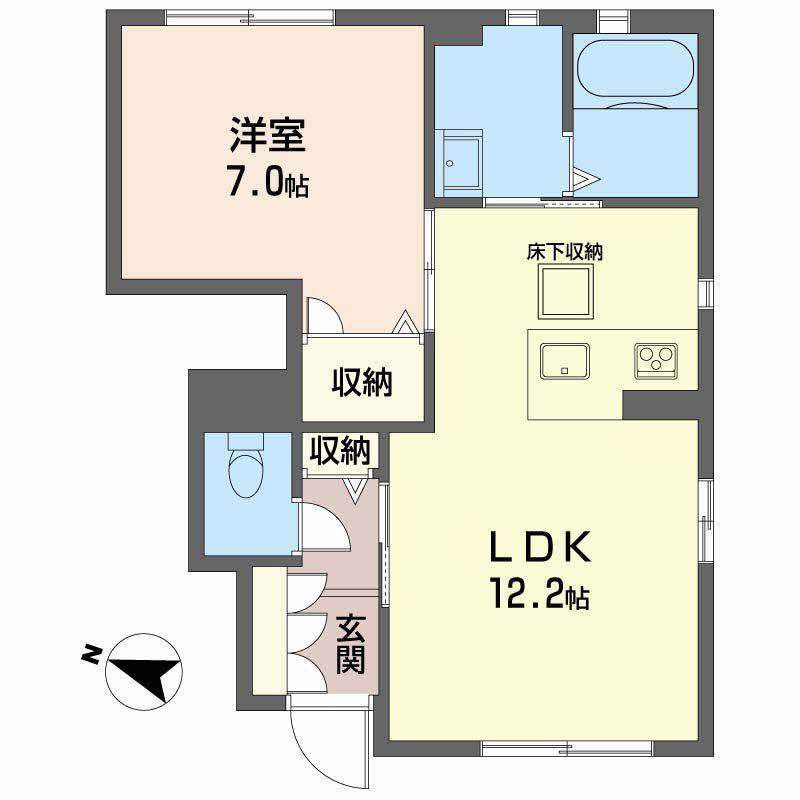 コモド アロッジオ A棟(1LDK/1階)の間取り写真