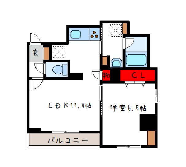 HABITAT平野(1LDK/2階)の間取り写真