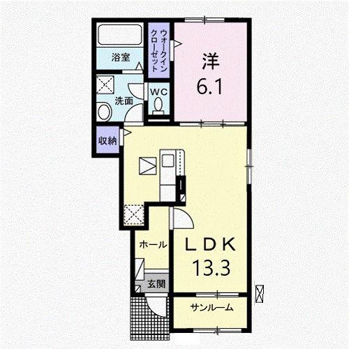 CASA LINO A(1LDK/1階)の間取り写真