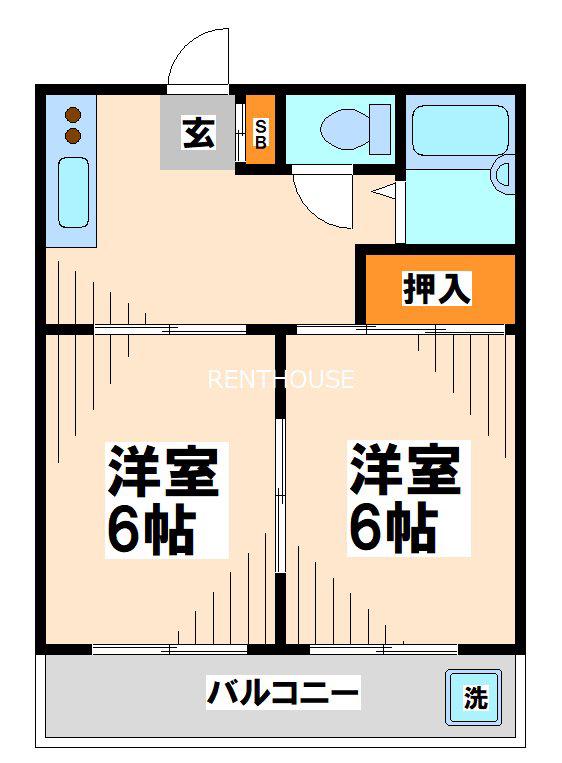 エステート田園(2DK/2階)の間取り写真