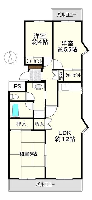 クリスタルハイツ(3LDK/2階)の間取り写真