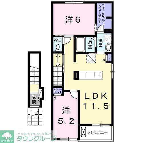 ヴェリ 椎津(2LDK/2階)の間取り写真