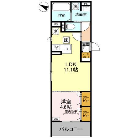 ディールーム大塚町(1LDK/1階)の間取り写真