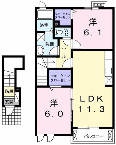 ブリーズB(2LDK/2階)の間取り写真