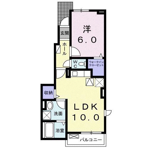 ラーナ カーサ D棟(1LDK/1階)の間取り写真