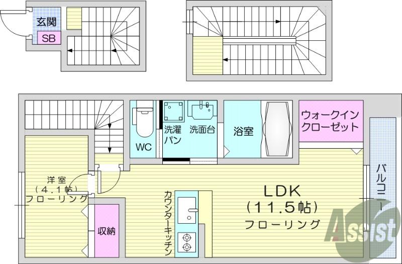プルミエ仙杜2(1LDK/3階)の間取り写真