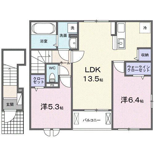 フローラル(2LDK/2階)の間取り写真