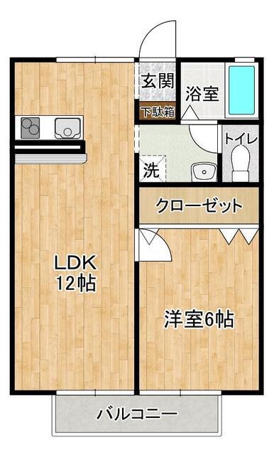 ベルメゾン牧園(1LDK/2階)の間取り写真