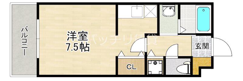 グランパーク天神(1K/12階)の間取り写真