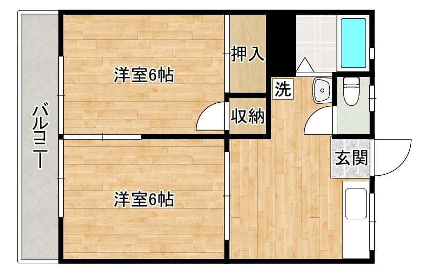コーポ小倉(2DK/2階)の間取り写真