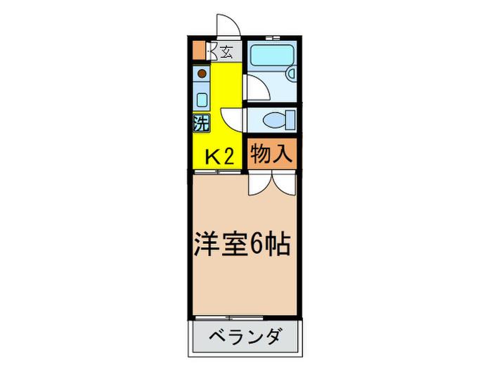 宮沢ハイムA(1K/2階)の間取り写真