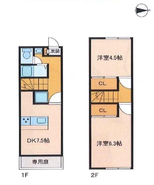 OA FLAT飯田(2DK/1階)の間取り写真