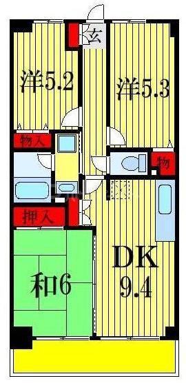 サンフェスタ山手台(3DK/3階)の間取り写真