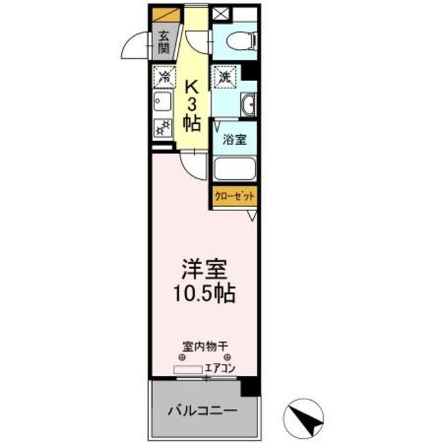 シャイニーランドビル(1K/3階)の間取り写真
