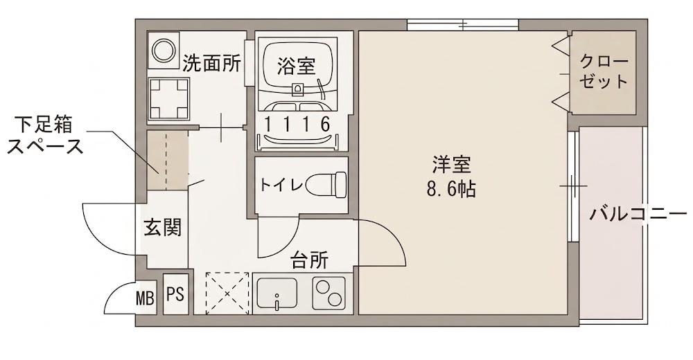 フジパレス阿倍野丸山通I番館(1K/3階)の間取り写真