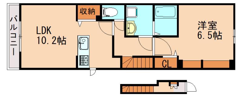 リバーサイド M III(1LDK/2階)の間取り写真