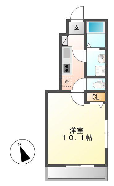 カーサ清正 (1K/1階)の間取り写真