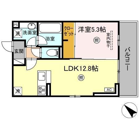 ヴィバーチェ(1LDK/2階)の間取り写真