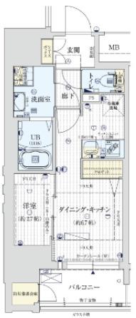 ワールドアイ大阪城イーストアドバンス(1LDK/14階)の間取り写真