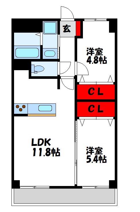 クリスタルヴィラ II(2LDK/3階)の間取り写真