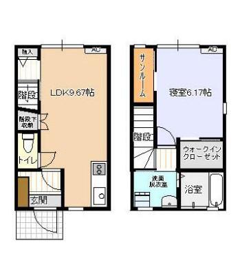 ビオラ上赤江D棟(1LDK/1階)の間取り写真